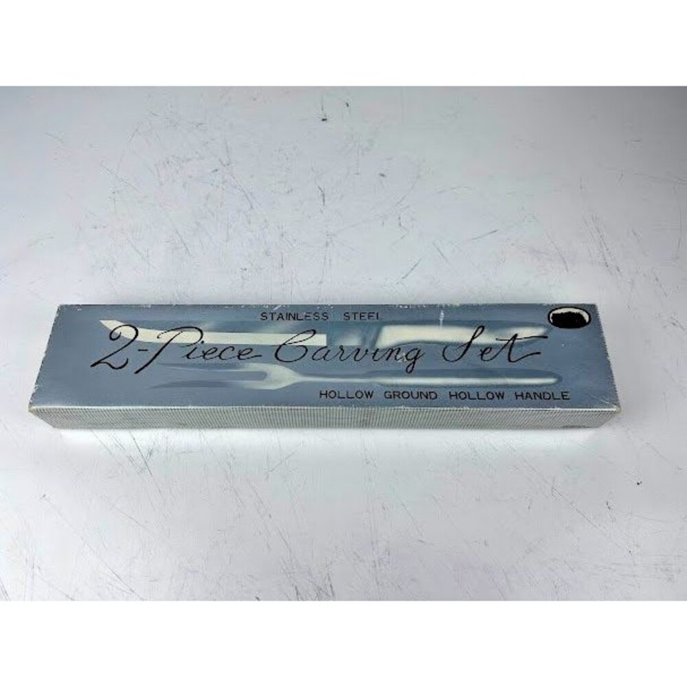 VTG 1960s -2 Piece Carving Set Stainless Hollow Ground w/Original Box-Exc.